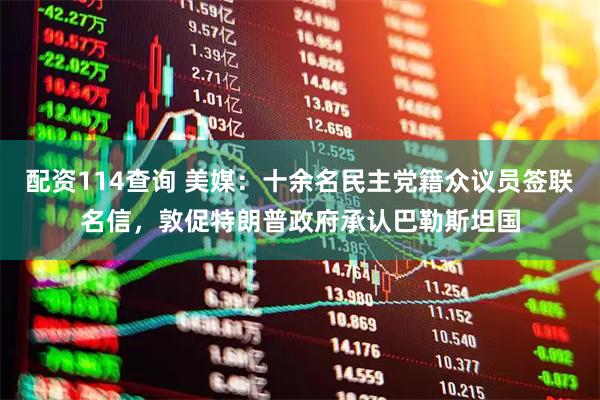 配资114查询 美媒：十余名民主党籍众议员签联名信，敦促特朗普政府承认巴勒斯坦国